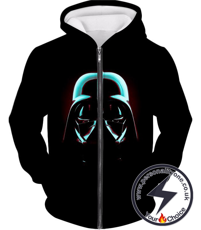 Star Wars Super Cool Sith Lord Darth Vader Mask Promo Black Zip Up Hoodie